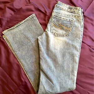 Silver Aiko Jeans Medium Wash Mid-Rise Flare Size 27 Length 33